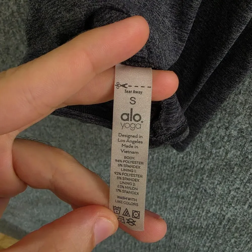 Alo Yoga Tank Women Small Alosoft Complete Gray Heather Built In Bra Yoga Pilate